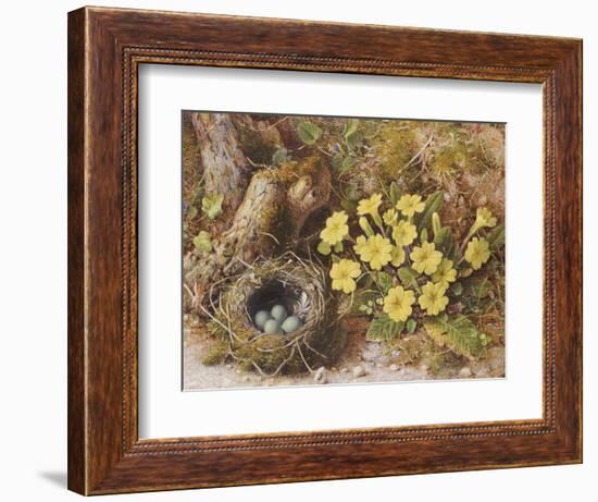 Still Life with a Bird's Nest and Primroses on a Mossy Bank-Wiliam B. Hough-Framed Giclee Print
