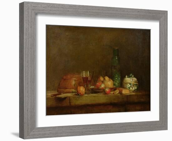 Still Life with a Bottle of Olives, 1760-Jean-Baptiste Simeon Chardin-Framed Giclee Print