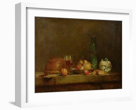 Still Life with a Bottle of Olives, 1760-Jean-Baptiste Simeon Chardin-Framed Giclee Print