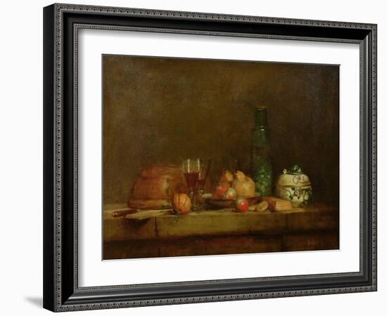 Still Life with a Bottle of Olives, 1760-Jean-Baptiste Simeon Chardin-Framed Giclee Print