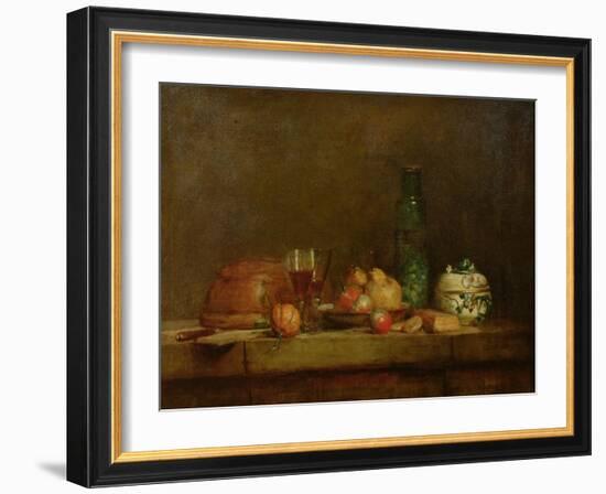 Still Life with a Bottle of Olives, 1760-Jean-Baptiste Simeon Chardin-Framed Giclee Print