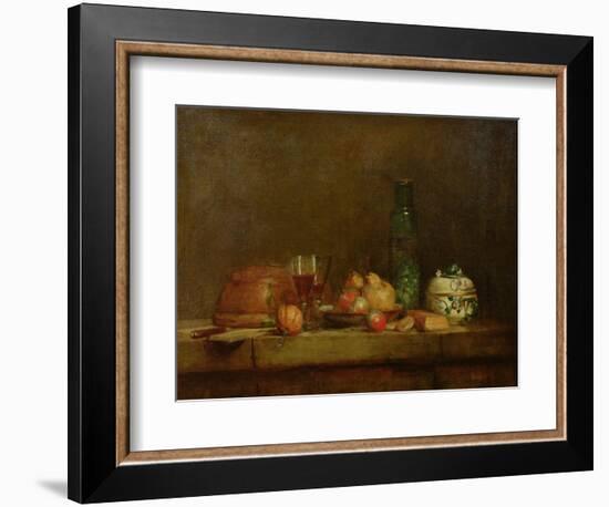 Still Life with a Bottle of Olives, 1760-Jean-Baptiste Simeon Chardin-Framed Giclee Print