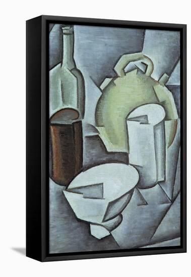 Still Life with a Bottle of Wine and an Earthenware Water Jug, 1911-Juan Gris-Framed Premier Image Canvas