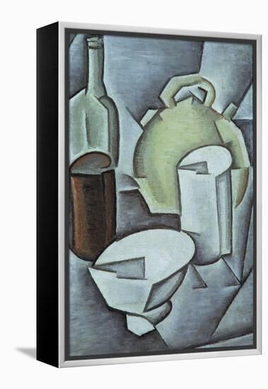 Still Life with a Bottle of Wine and an Earthenware Water Jug, 1911-Juan Gris-Framed Premier Image Canvas