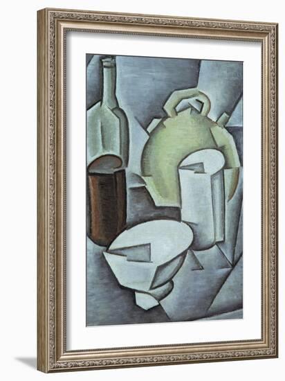 Still Life with a Bottle of Wine and an Earthenware Water Jug, 1911-Juan Gris-Framed Giclee Print