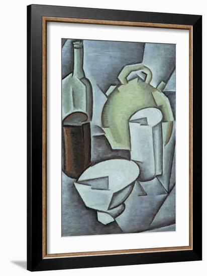 Still Life with a Bottle of Wine and an Earthenware Water Jug, 1911-Juan Gris-Framed Giclee Print