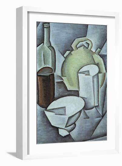 Still Life with a Bottle of Wine and an Earthenware Water Jug, 1911-Juan Gris-Framed Giclee Print