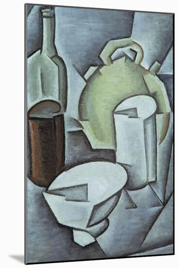Still Life with a Bottle of Wine and an Earthenware Water Jug, 1911-Juan Gris-Mounted Giclee Print