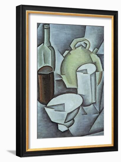 Still Life with a Bottle of Wine and an Earthenware Water Jug, 1911-Juan Gris-Framed Giclee Print