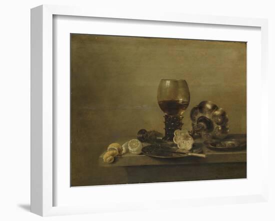Still Life with a Broken Glass-Willem Claesz Heda-Framed Art Print