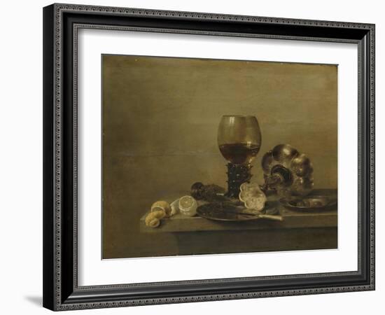 Still Life with a Broken Glass-Willem Claesz Heda-Framed Art Print