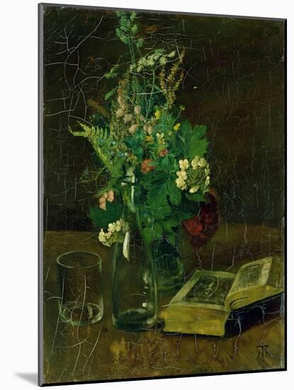 Still Life with a Bunch of Flowers and a Bible, 1872-Hans Thoma-Mounted Giclee Print