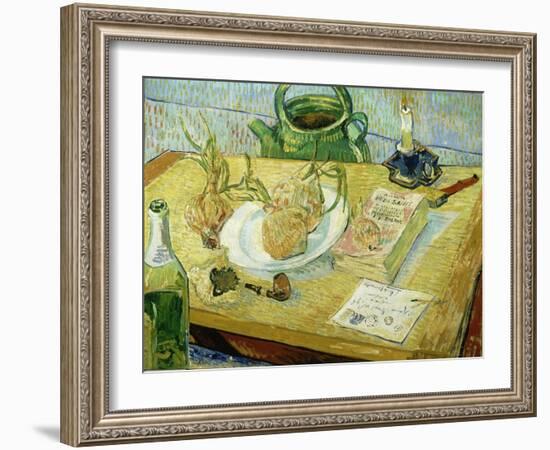 Still Life with a Drawing Board, Pipe, Onions and Sealing Wax-Vincent van Gogh-Framed Giclee Print