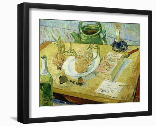 Still Life with a Drawing Board, Pipe, Onions and Sealing Wax-Vincent van Gogh-Framed Giclee Print