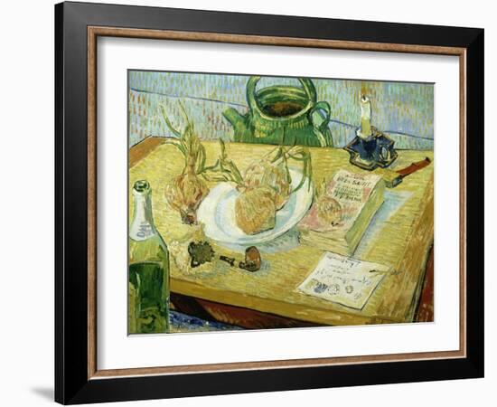 Still Life with a Drawing Board, Pipe, Onions and Sealing Wax-Vincent van Gogh-Framed Giclee Print