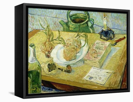 Still Life with a Drawing Board, Pipe, Onions and Sealing Wax-Vincent van Gogh-Framed Premier Image Canvas