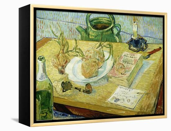 Still Life with a Drawing Board, Pipe, Onions and Sealing Wax-Vincent van Gogh-Framed Premier Image Canvas