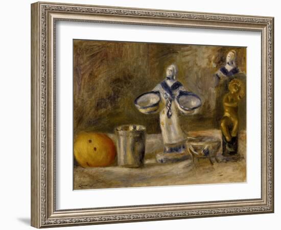 Still Life with a Faience Figure, 19th Century-Pierre-Auguste Renoir-Framed Giclee Print