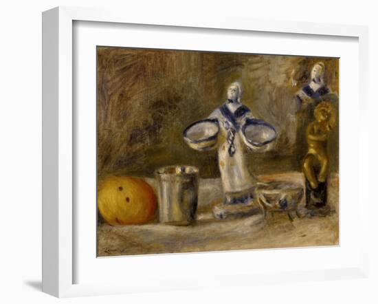 Still Life with a Faience Figure, 19th Century-Pierre-Auguste Renoir-Framed Giclee Print