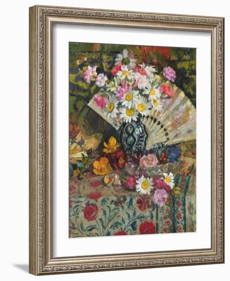 Still Life with a Fan (Oil on Canvas)-Georges Lemmen-Framed Giclee Print