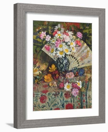 Still Life with a Fan (Oil on Canvas)-Georges Lemmen-Framed Giclee Print