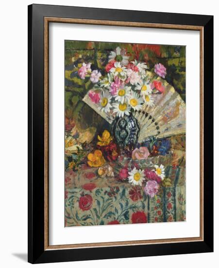 Still Life with a Fan (Oil on Canvas)-Georges Lemmen-Framed Giclee Print