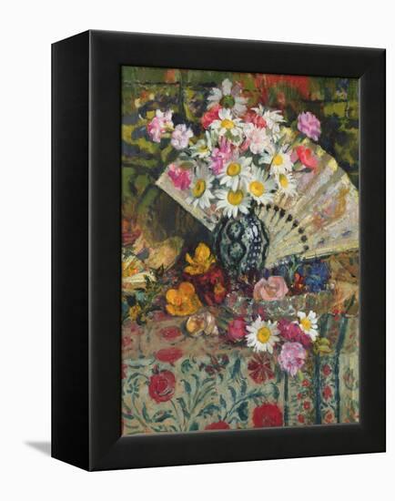 Still Life with a Fan (Oil on Canvas)-Georges Lemmen-Framed Premier Image Canvas