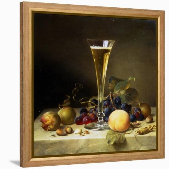 Still Life with a Glass of Champagne, 1855-Johann Wilhelm Preyer-Framed Premier Image Canvas