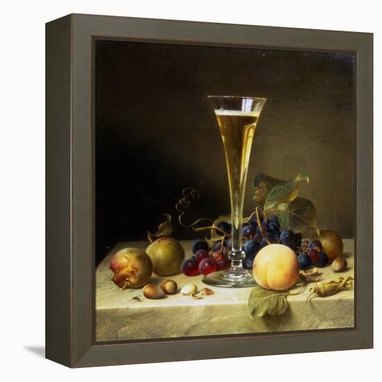 Still Life with a Glass of Champagne, 1855-Johann Wilhelm Preyer-Framed Premier Image Canvas