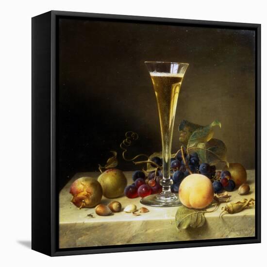 Still Life with a Glass of Champagne, 1855-Johann Wilhelm Preyer-Framed Premier Image Canvas