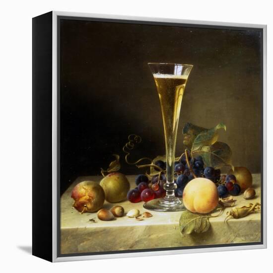 Still Life with a Glass of Champagne, 1855-Johann Wilhelm Preyer-Framed Premier Image Canvas