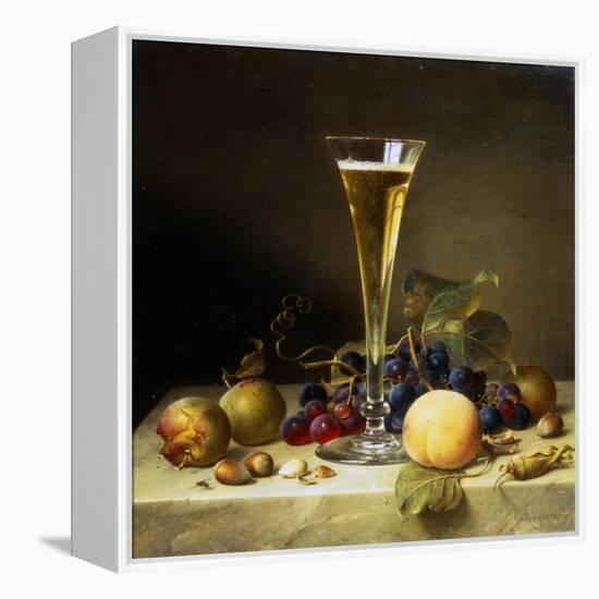 Still Life with a Glass of Champagne, 1855-Johann Wilhelm Preyer-Framed Premier Image Canvas