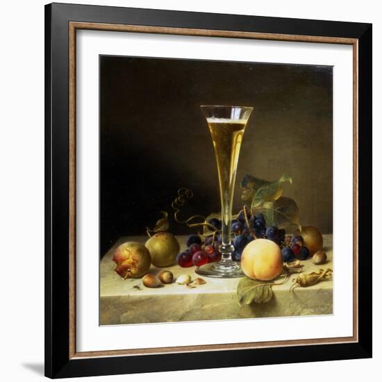 Still Life with a Glass of Champagne, 1855-Johann Wilhelm Preyer-Framed Giclee Print