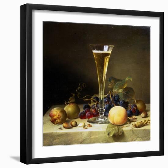 Still Life with a Glass of Champagne, 1855-Johann Wilhelm Preyer-Framed Giclee Print