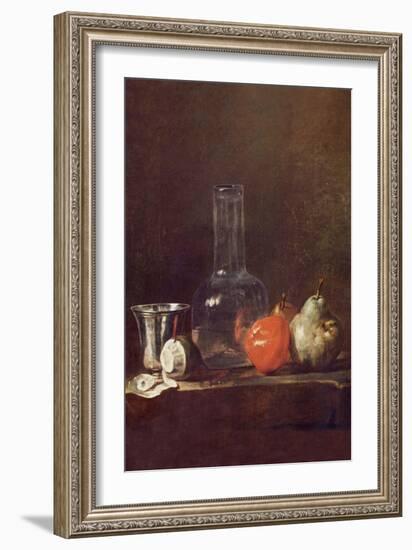 Still Life with a Glass-Jean-Baptiste Simeon Chardin-Framed Art Print