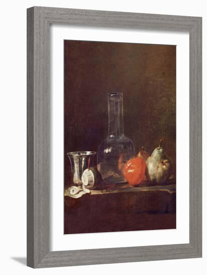 Still Life with a Glass-Jean-Baptiste Simeon Chardin-Framed Art Print