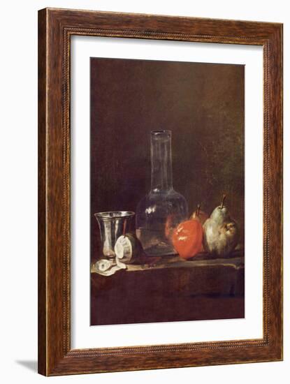 Still Life with a Glass-Jean-Baptiste Simeon Chardin-Framed Art Print