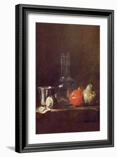 Still Life with a Glass-Jean-Baptiste Simeon Chardin-Framed Art Print