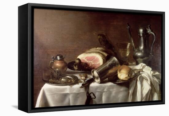 Still Life with a Ham-Pieter Claesz-Framed Premier Image Canvas