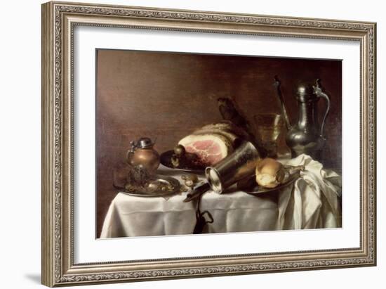 Still Life with a Ham-Pieter Claesz-Framed Giclee Print