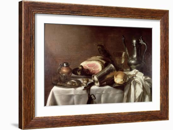 Still Life with a Ham-Pieter Claesz-Framed Giclee Print