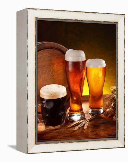Still Life with a Keg of Beer and Draft Beer by the Glass.-Volff-Framed Premier Image Canvas