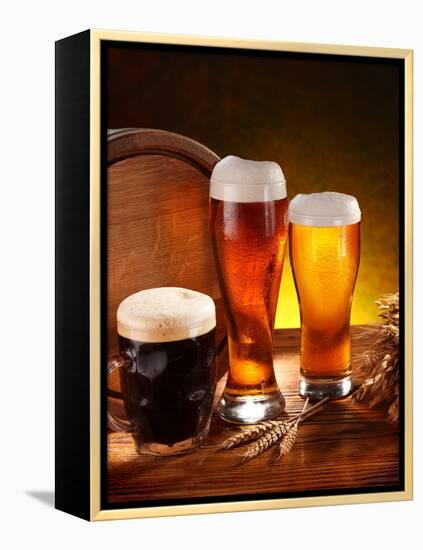Still Life with a Keg of Beer and Draft Beer by the Glass.-Volff-Framed Premier Image Canvas