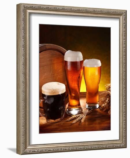 Still Life with a Keg of Beer and Draft Beer by the Glass.-Volff-Framed Photographic Print