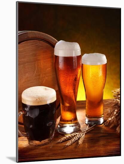 Still Life with a Keg of Beer and Draft Beer by the Glass.-Volff-Mounted Photographic Print