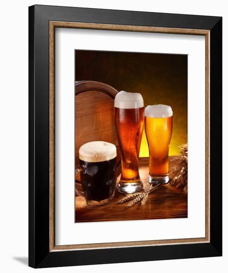 Still Life with a Keg of Beer and Draft Beer by the Glass.-Volff-Framed Photographic Print