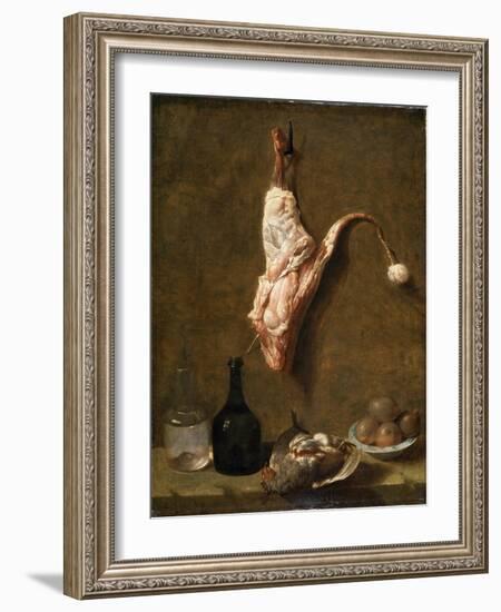 Still Life with a Leg of Veal, French Painting of 18th Century-Jean-Baptiste Oudry-Framed Giclee Print