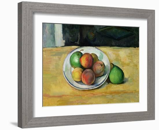 Still Life with a Peach and Two Green Pears, C. 1883-87-Paul Cézanne-Framed Giclee Print