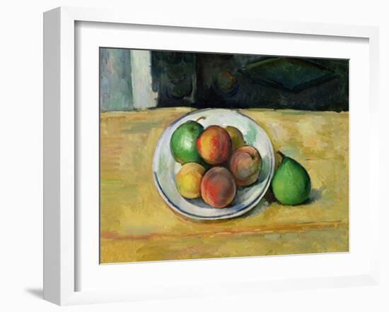 Still Life with a Peach and Two Green Pears, C. 1883-87-Paul Cézanne-Framed Giclee Print