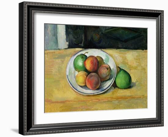 Still Life with a Peach and Two Green Pears, C. 1883-87-Paul Cézanne-Framed Giclee Print